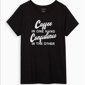 Torrid CLASSIC FIT CREW TEE - COFFEE CONFIDENCE